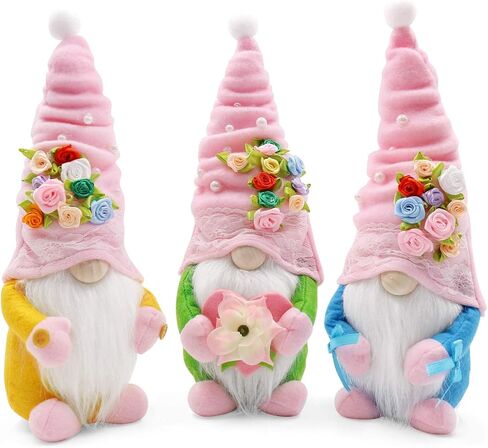 CiyvoLyeen Gnomes Gift for Mom Grandma Spring Flowers Gnomes Handmade Shelf Sitters Tomte Swedish Gnomes Plush Elf on The Shelf Girl Present Idea in Saudi Arabia