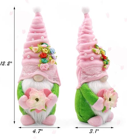 CiyvoLyeen Gnomes Gift for Mom Grandma Spring Flowers Gnomes Handmade Shelf Sitters Tomte Swedish Gnomes Plush Elf on The Shelf Girl Present Idea in Saudi Arabia