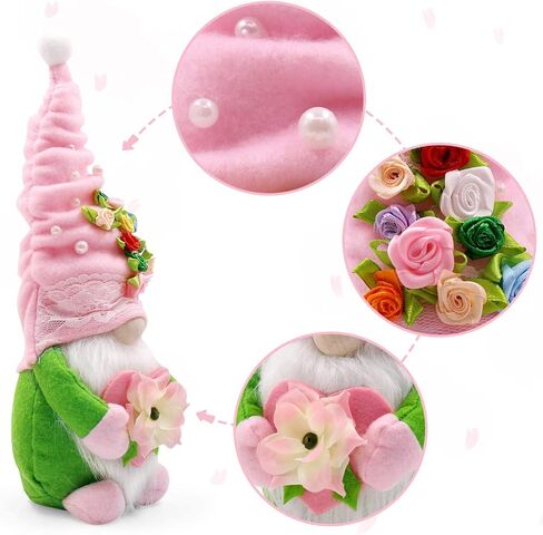 CiyvoLyeen Gnomes Gift for Mom Grandma Spring Flowers Gnomes Handmade Shelf Sitters Tomte Swedish Gnomes Plush Elf on The Shelf Girl Present Idea in Saudi Arabia