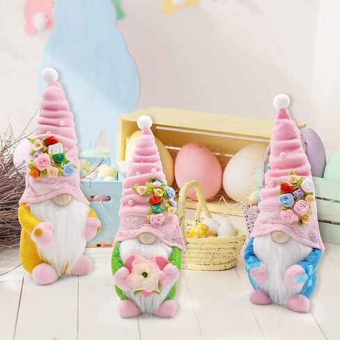 CiyvoLyeen Gnomes Gift for Mom Grandma Spring Flowers Gnomes Handmade Shelf Sitters Tomte Swedish Gnomes Plush Elf on The Shelf Girl Present Idea in Saudi Arabia