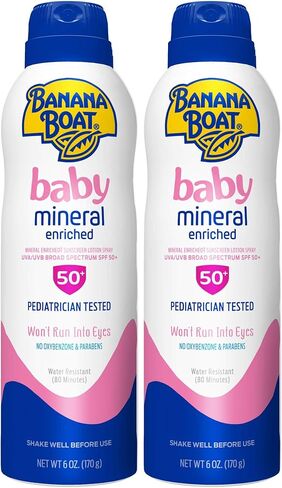 بنانا بوت، غني بالمعادن، لن يدخل إلى العيون، صديق للشعاب المرجانية، رذاذ واقي من الشمس واسع الطيف، عامل حماية من الشمس 50، 6 أوقية. - عبوة مزدوجة، 6 أونصة (عبوة من قطعتين) in Kuwait