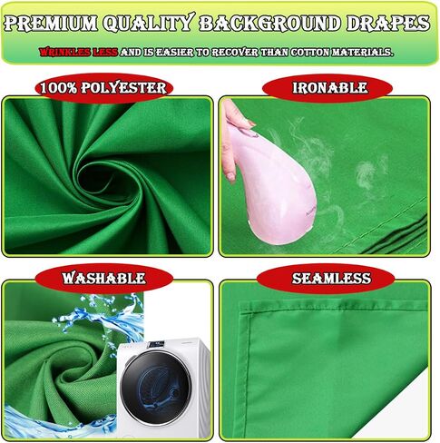 SYUNASYU 10 X 13 FT Large Green Screen Backdrop for Photography, Polyester Fabric GreenScreen Background for Streaming, Chromakey Green Backdrop Background for Photoshoot Video Studio Gaming Zoom in Saudi Arabia