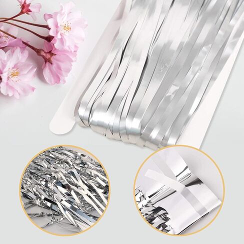 10 Pack Silver Backdrop Curtain 3.2ft x 8.2ft Metallic Tinsel Foil Fringe Curtains Photo Booth Background for Birthday Party Decoration Baby Shower Engagement Wedding Christmas Decoration (Silver) in Saudi Arabia