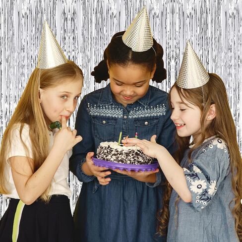 10 Pack Silver Backdrop Curtain 3.2ft x 8.2ft Metallic Tinsel Foil Fringe Curtains Photo Booth Background for Birthday Party Decoration Baby Shower Engagement Wedding Christmas Decoration (Silver) in Saudi Arabia