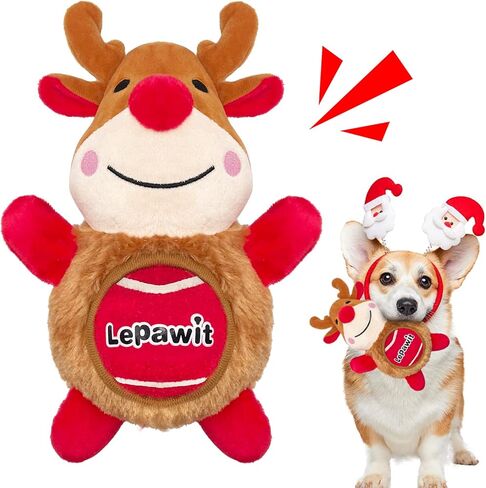 ألعاب الكلاب من ليباويت لعيد الميلاد، 2 في 1 ألعاب للكلاب تصدر أصواتًا للكلاب المتوسطة والكبيرة، كرة رنة لطيفة وقابلة للفصل، لعبة تفاعلية لتدريب الكلاب في الهواء الطلق، للكلاب in Kuwait