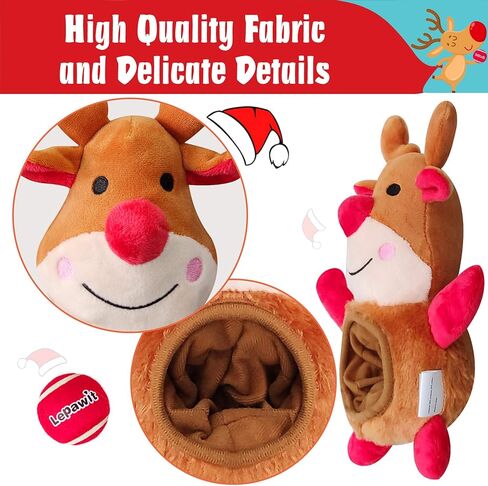 ألعاب الكلاب من ليباويت لعيد الميلاد، 2 في 1 ألعاب للكلاب تصدر أصواتًا للكلاب المتوسطة والكبيرة، كرة رنة لطيفة وقابلة للفصل، لعبة تفاعلية لتدريب الكلاب في الهواء الطلق، للكلاب in Kuwait