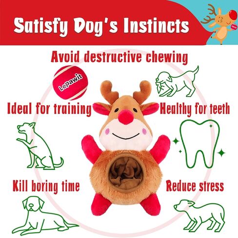 ألعاب الكلاب من ليباويت لعيد الميلاد، 2 في 1 ألعاب للكلاب تصدر أصواتًا للكلاب المتوسطة والكبيرة، كرة رنة لطيفة وقابلة للفصل، لعبة تفاعلية لتدريب الكلاب في الهواء الطلق، للكلاب in Kuwait