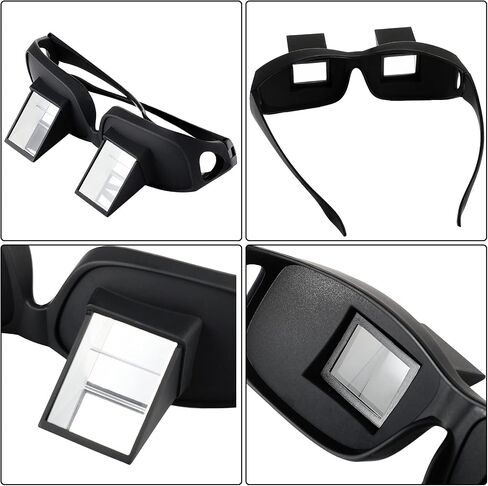2 Pieces Lazy Spectacles Horizontal Glasses Bed Prism Glasses High Definition Glasses for Reading in Bed for Man Woman (Black,Large) in Saudi Arabia
