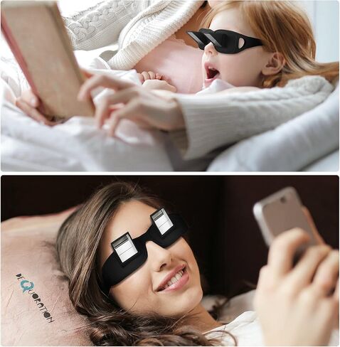 2 Pieces Lazy Spectacles Horizontal Glasses Bed Prism Glasses High Definition Glasses for Reading in Bed for Man Woman (Black,Large) in Saudi Arabia