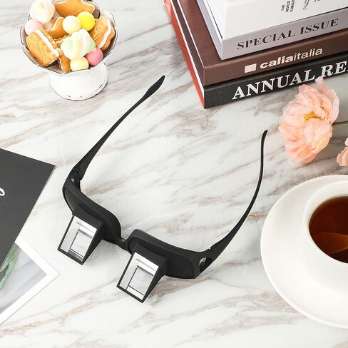 2 Pieces Lazy Spectacles Horizontal Glasses Bed Prism Glasses High Definition Glasses for Reading in Bed for Man Woman (Black,Large) in Saudi Arabia