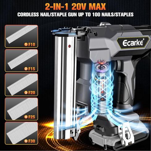 مسامير براد الطاقة اللاسلكية لبطارية ديوالت 20 فولت، مسدس مسامير تأطير احترافي عالي التحمل من Ecarke، أدوات نقاط الأظافر لقطع العمل الخشبية لأصحاب الأعمال اليدوية (رمادي) in Kuwait