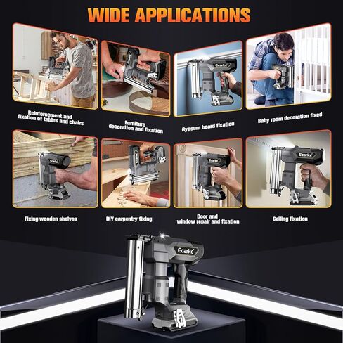 مسامير براد الطاقة اللاسلكية لبطارية ديوالت 20 فولت، مسدس مسامير تأطير احترافي عالي التحمل من Ecarke، أدوات نقاط الأظافر لقطع العمل الخشبية لأصحاب الأعمال اليدوية (رمادي) in Kuwait