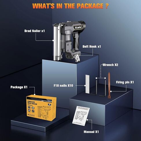 مسامير براد الطاقة اللاسلكية لبطارية ديوالت 20 فولت، مسدس مسامير تأطير احترافي عالي التحمل من Ecarke، أدوات نقاط الأظافر لقطع العمل الخشبية لأصحاب الأعمال اليدوية (رمادي) in Kuwait