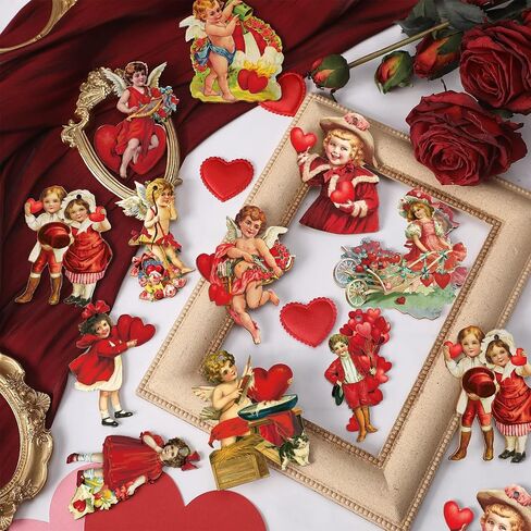 Glenmal 48 Pcs Vintage Valentine Ornaments for Tree Valentine Decorations for Tree Valentine's Day Wooden Hanging Decorative Ornaments for Valentines Party Tree Decorations in Saudi Arabia