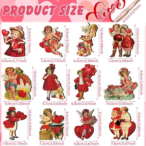Glenmal 48 Pcs Vintage Valentine Ornaments for Tree Valentine Decorations for Tree Valentine's Day Wooden Hanging Decorative Ornaments for Valentines Party Tree Decorations in Saudi Arabia
