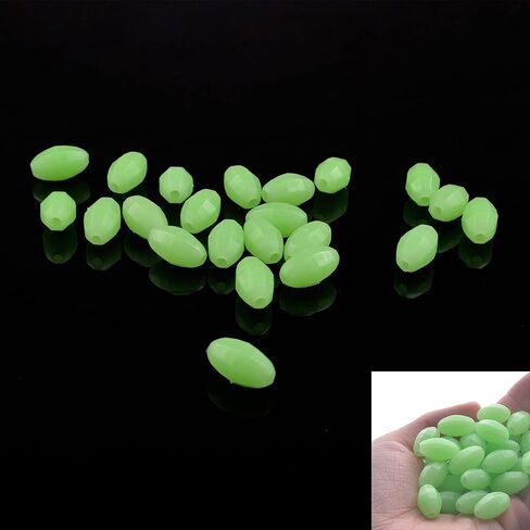 JOGFFDE 100PCS Glow Beads Fishing Lures Hard Plastic Luminous Fishing Beads Oval Eggs Fishing Jigging Tackles 10x18mm Glow in The Dark Fishing Lures in Saudi Arabia