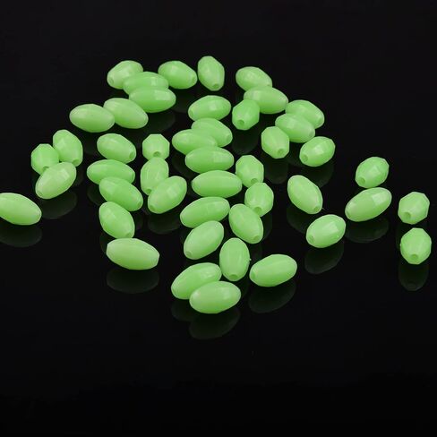 JOGFFDE 100PCS Glow Beads Fishing Lures Hard Plastic Luminous Fishing Beads Oval Eggs Fishing Jigging Tackles 10x18mm Glow in The Dark Fishing Lures in Saudi Arabia