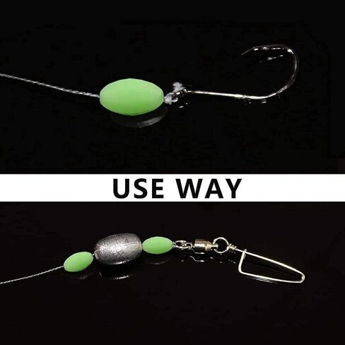 JOGFFDE 100PCS Glow Beads Fishing Lures Hard Plastic Luminous Fishing Beads Oval Eggs Fishing Jigging Tackles 10x18mm Glow in The Dark Fishing Lures in Saudi Arabia