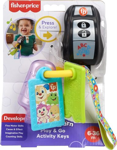 Fisher-Price Laugh & Learn Baby Travel Toy Play & Go Activity Keys with Learning Music, Teether & Mirror for Ages 6+ Months in Saudi Arabia