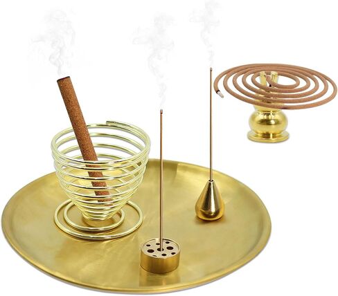 Dexspoeny Palo Santo Holder, Incense Burners Holder for Incense Sticks/Coil/Incense Cones, Gourd/Water Drop-Shaped Bracket Ash Catcher for Meditation Yoga Room Home Decor Idealistic 5 in 1 Holder in Kuwait