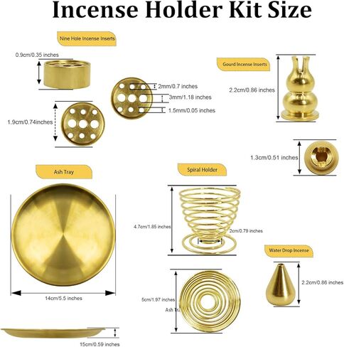 Dexspoeny Palo Santo Holder, Incense Burners Holder for Incense Sticks/Coil/Incense Cones, Gourd/Water Drop-Shaped Bracket Ash Catcher for Meditation Yoga Room Home Decor Idealistic 5 in 1 Holder in Kuwait