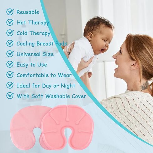 Helthrelife Gel Breast Therapy Packs for Engorgement, 2Pack Resuable Breast Ice Pack with Soft Washable Cover Hot Cold Breastfeeding Pads Relief for Nursing Pain, Mastitis, Swelling, Plugged Ducts in Kuwait