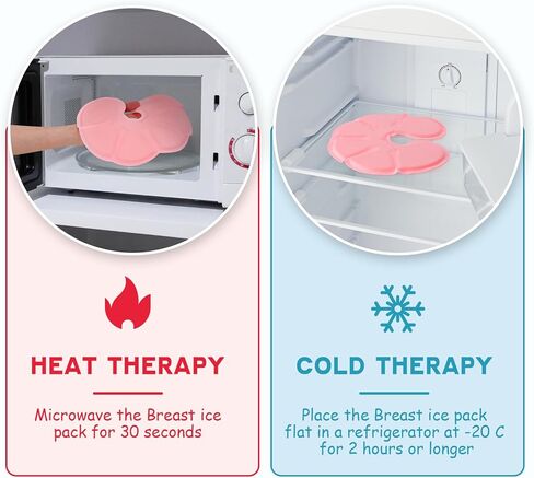 Helthrelife Gel Breast Therapy Packs for Engorgement, 2Pack Resuable Breast Ice Pack with Soft Washable Cover Hot Cold Breastfeeding Pads Relief for Nursing Pain, Mastitis, Swelling, Plugged Ducts in Kuwait