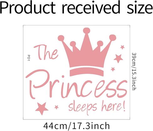 ملصقات حائط بتصميم تاج الاميرة بعبارة «The Princess Sleeps Here» لتزيين غرف الفتيات الصغيرات وغرفة النوم والحضانة وغرفة اللعب والرعاية النهارية والفصول الدراسية والحفلات in Kuwait