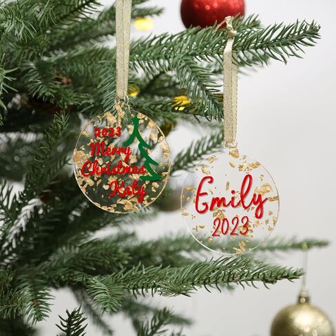 UNIQOOO 3" Clear Round Acrylic Christmas Ornament 2023, 4mm Extra Thick, DIY Bulk Blank Circle Bulb Xmas Bauble Tree Decorations, Stocking Name Tag, Holiday Tags, Momento, 18 Pack in Saudi Arabia