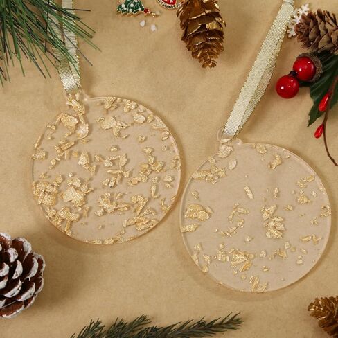 UNIQOOO 3" Clear Round Acrylic Christmas Ornament 2023, 4mm Extra Thick, DIY Bulk Blank Circle Bulb Xmas Bauble Tree Decorations, Stocking Name Tag, Holiday Tags, Momento, 18 Pack in Saudi Arabia