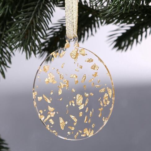 UNIQOOO 3" Clear Round Acrylic Christmas Ornament 2023, 4mm Extra Thick, DIY Bulk Blank Circle Bulb Xmas Bauble Tree Decorations, Stocking Name Tag, Holiday Tags, Momento, 18 Pack in Saudi Arabia