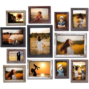 MZWOO Picture Frames Collage Wall Decor Set of 12,Gallery Wall Frame Set with 4x6 5x7 6x8 8x10,Multi Wood Pattern Perfect for Office Decor & Rustic Home in Saudi Arabia