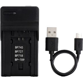 شاحن حائط BP-718 لكاميرات Canon iVIS HF M51, M52, R30, R31, R32, R42, LEGRIA HF R56, R57, M52, M56, M60, R36, R37, R38, R46, R47, R48, M52, R30, R32 وR40 وR42 والمزيد مع قابس قابل للطي