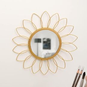 Gold Mirrors for Wall - Metal Sunburst Wall Mirror Room Decor & Home Decor, Boho Mirror Wall Decor Gifts for Women & Moms (Small, Flower) in Kuwait