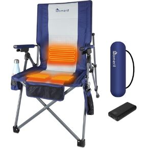 كرسي تخييم مُدفأ مع حزمة بطارية 12 فولت 16000 مللي أمبير في الساعة، كراسي محمولة قابلة للتدفئة للرياضات الخارجية للبالغين، مقعد دافئ للتخييم والنزهات والشاطئ (5 جيوب وحقيبة سفر) in Kuwait