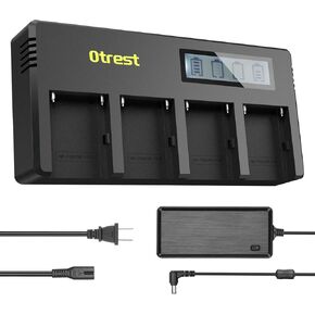 شاحن بطارية OTREST DF-F970 4 قنوات NP-F مع شاشة LCD ومحول طاقة متوافق مع Sony NP-F550 F570 F750 F770 F930 F950 F960 F970 FM50 FM500H QM71 QM91 QM71D QM91D in Kuwait