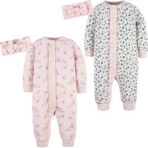 Gerber baby-girls 4-piece Coveralls & Headband Sets in Saudi Arabia