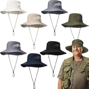 7 Pcs Summer Fishing Hat Wide Brim Bucket Hat for Women Cooling Sun Hats for Outdoor Hiking Hunting Fishing Safari Gardening, 6 Colors, Black, Beige, Khaki, Navy, Army Green, Dark Grey, One size in Kuwait