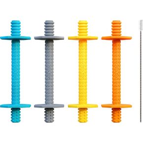 Hollow Teething Tubes - Baby Teething Toys for Babies 6+ Months, Teething Toys for Babies 6-12 Months - Baby Teether, Teething Straws, Teething Sticks (Autumn) in Saudi Arabia