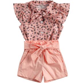 Mubineo Toddler Baby Girl Sleeveless Tops Plaid Button Summer Shorts Set Clothes Outfits