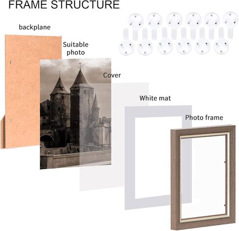 MZWOO Picture Frames Collage Wall Decor Set of 12,Gallery Wall Frame Set with 4x6 5x7 6x8 8x10,Multi Wood Pattern Perfect for Office Decor & Rustic Home in Saudi Arabia