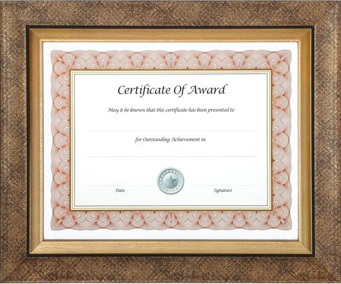 إطار صورة نيو ديل 8 بوصة × 10 بوصة، شهادة السلسلة التنفيذية/المستندق/الصورة، نمط ذهبي/أسود مع حدود ذهبية داخلية (15169) in Kuwait