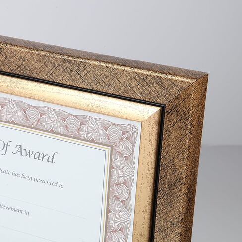 إطار صورة نيو ديل 8 بوصة × 10 بوصة، شهادة السلسلة التنفيذية/المستندق/الصورة، نمط ذهبي/أسود مع حدود ذهبية داخلية (15169) in Kuwait