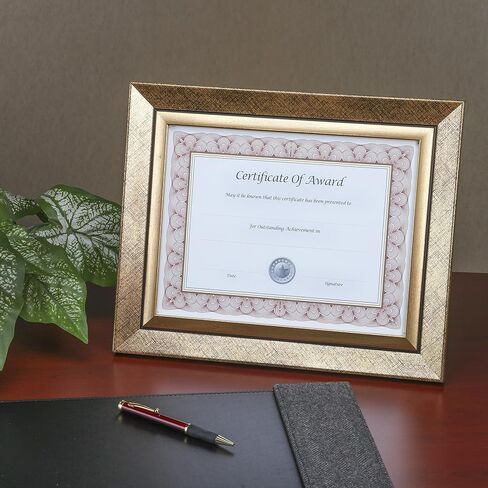 إطار صورة نيو ديل 8 بوصة × 10 بوصة، شهادة السلسلة التنفيذية/المستندق/الصورة، نمط ذهبي/أسود مع حدود ذهبية داخلية (15169) in Kuwait