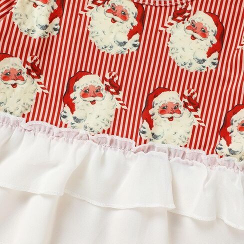 ZOELNIC طفل رضيع الفتيات ملابس عيد الميلاد 2 قطعة مضيئة مخطط سانتا كلوز مطبوعة بلايز الطبقات السراويل مجموعة in Kuwait