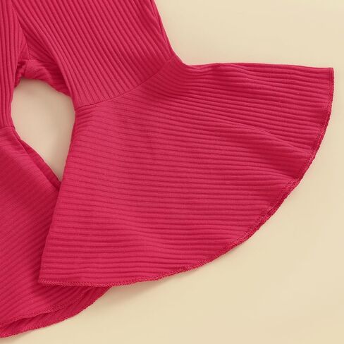 Eadrioss Newborn Baby Girl Valentines Outfit Daddy 's Girl Ribbed Crewneck Romper Bodysuit Onesie Heart Leopard Flare Pant in Kuwait