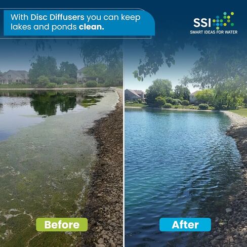ECD350-E | 12" EPDM Fine Bubble Disc Diffuser | Aerators for Ponds, Lakes and Aquarium or Water Treatment | 3/4 MNPT nipple | SSI Aeration Original in Saudi Arabia