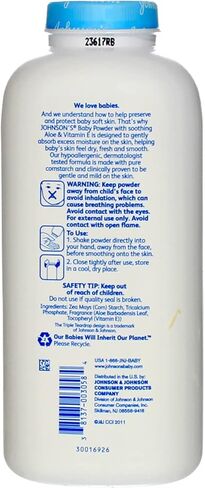 JOHNSON'S Aloe & Vitamin E Baby Powder 15 oz (Pack of 12) in Saudi Arabia