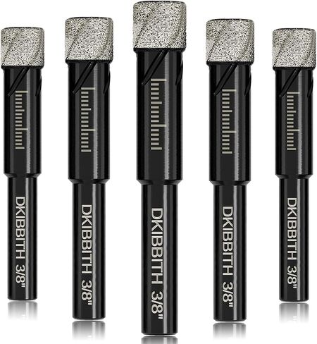 8 Pack Diamond Drill Bits Set for Granite Ceramic Marble Tile Stone Glass Hard Materials, Integrated Coolant for Fast Dry Drilling, Size 3/16 1/4 5/16 3/8 1/2 inch Masonry Core Drill Bits, Round Shank in Kuwait