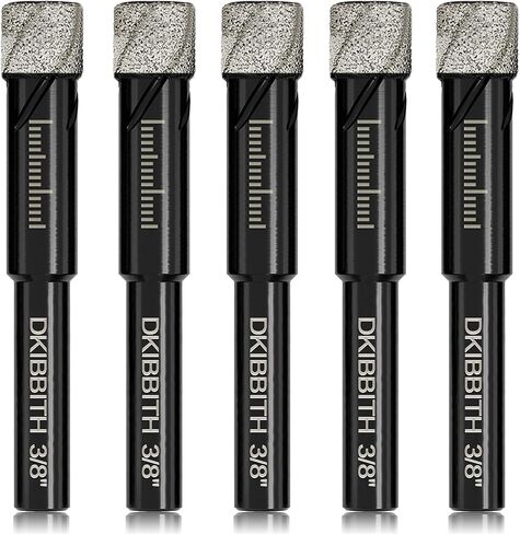 8 Pack Diamond Drill Bits Set for Granite Ceramic Marble Tile Stone Glass Hard Materials, Integrated Coolant for Fast Dry Drilling, Size 3/16 1/4 5/16 3/8 1/2 inch Masonry Core Drill Bits, Round Shank in Kuwait